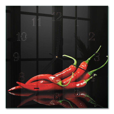 Glasuhr quadratisch Chilischoten