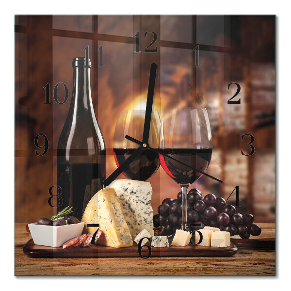 Wanduhr mit motiv quadratisch Wein