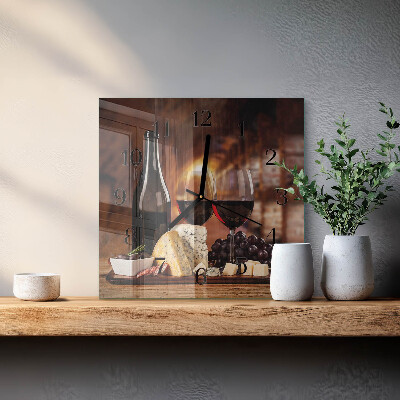 Wanduhr mit motiv quadratisch Wein