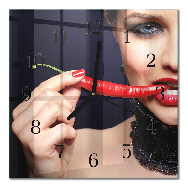 Quadratische wanduhr modern Chili-Pfeffer