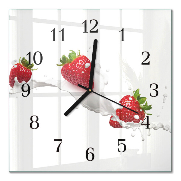 Wanduhr mit motiv quadratisch Erdbeere
