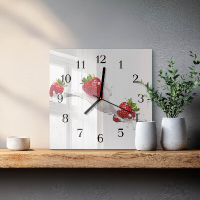 Wanduhr mit motiv quadratisch Erdbeere