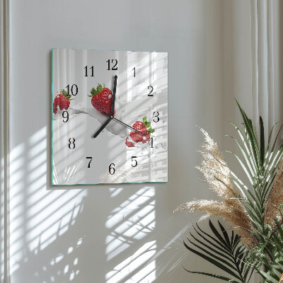 Wanduhr mit motiv quadratisch Erdbeere