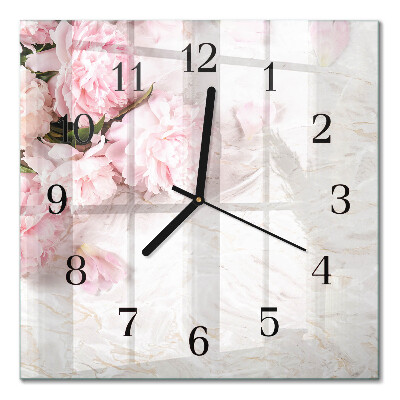 Quadratische wanduhr modern Blumen