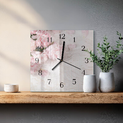 Quadratische wanduhr modern Blumen