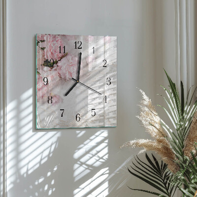 Quadratische wanduhr modern Blumen
