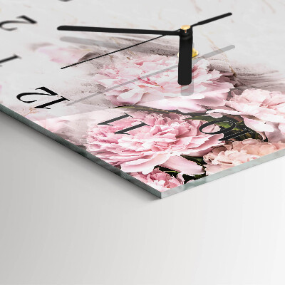 Quadratische wanduhr modern Blumen