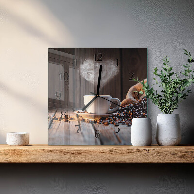 Glasuhr quadratisch Liebe zum Kaffee