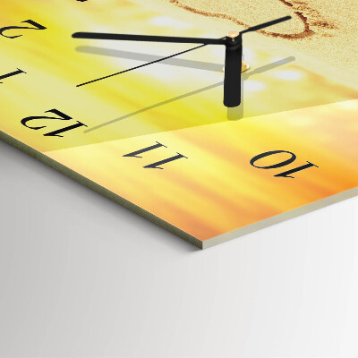 Quadratische wanduhr Herz im Sand