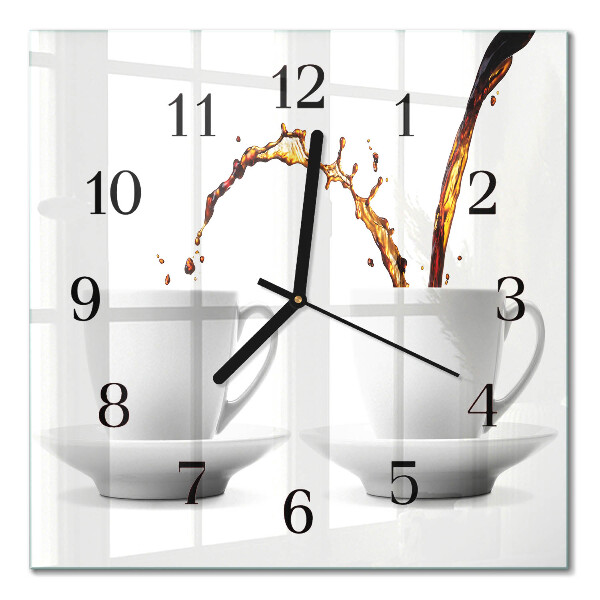 Quadratische wanduhr modern Tassen Kaffee