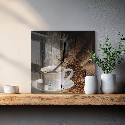 Quadratische wanduhr modern Kaffee