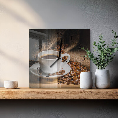 Glasuhr quadratisch Kaffee