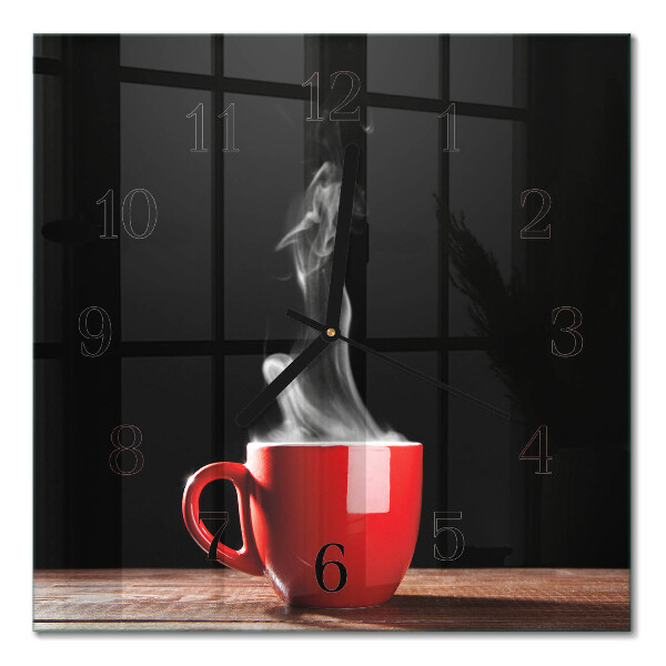 Glasuhr quadratisch Eine Tasse Kaffee