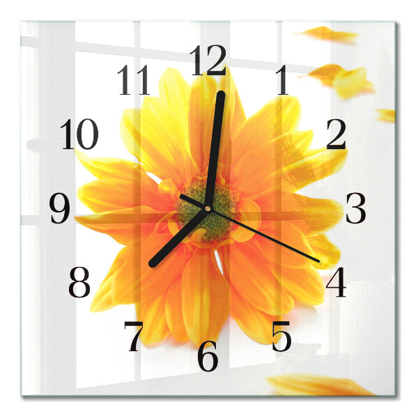 Glasuhr quadratisch Blume
