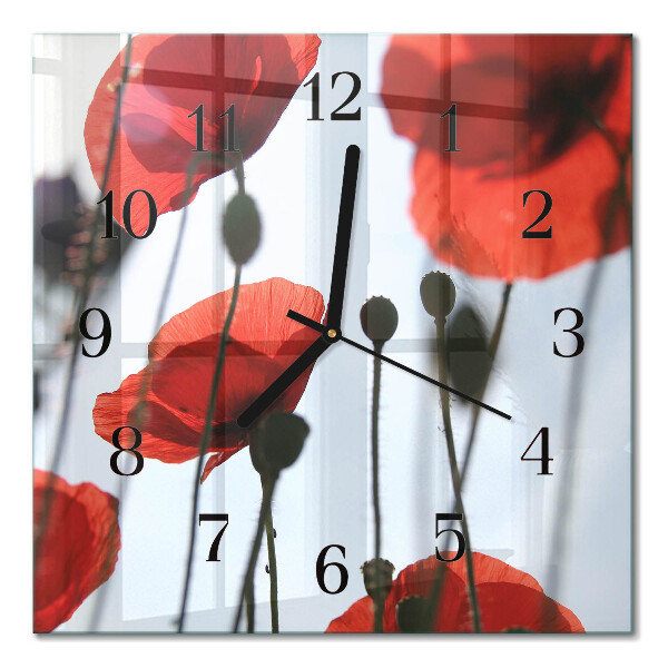 Wanduhr mit motiv quadratisch Mohn
