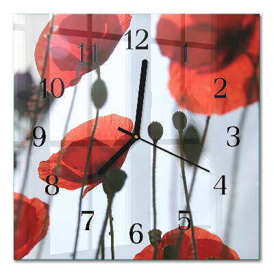 Wanduhr mit motiv quadratisch Mohn