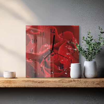Quadratische wanduhr Rose