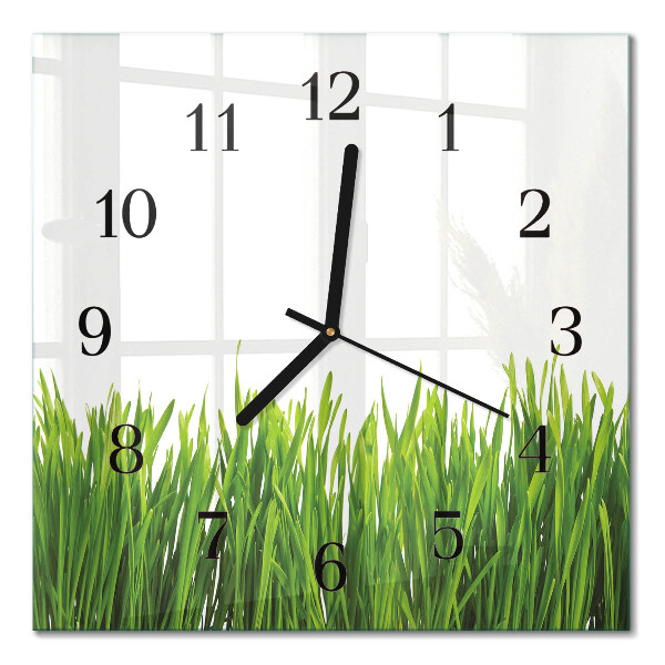 Moderne wanduhr quadratisch Gras
