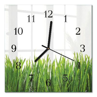 Moderne wanduhr quadratisch Gras