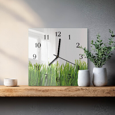 Moderne wanduhr quadratisch Gras