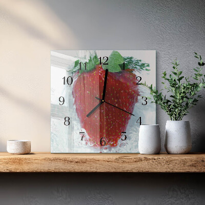 Wanduhr mit motiv quadratisch Erdbeere