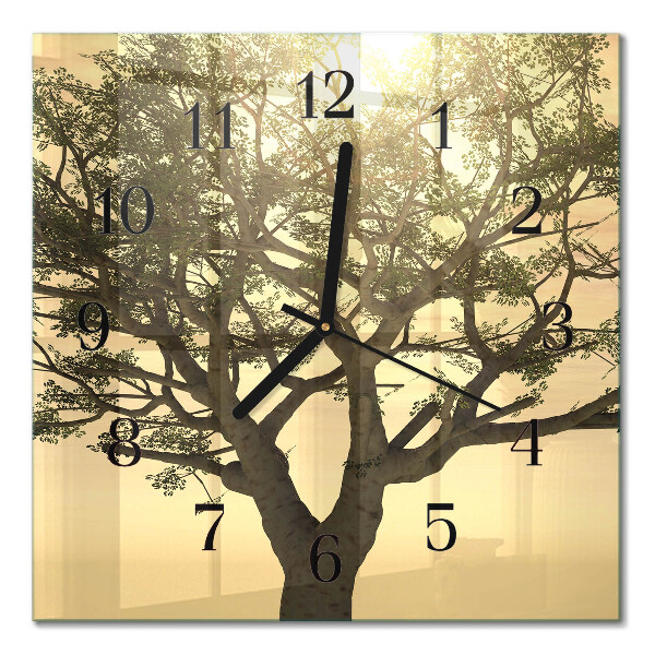 Quadratische wanduhr modern Baum