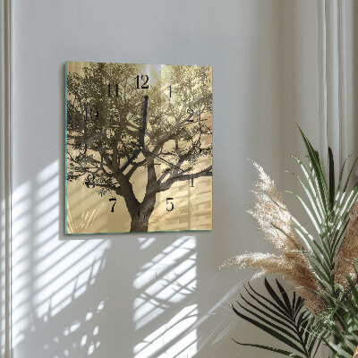 Quadratische wanduhr modern Baum