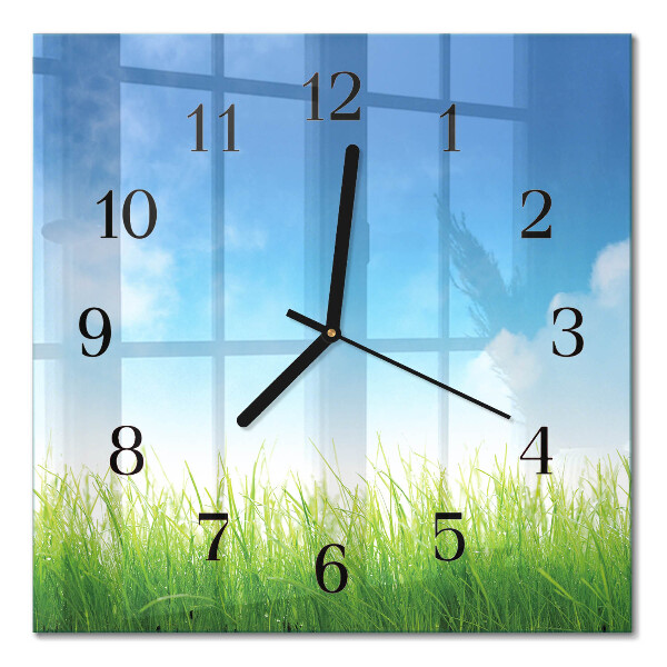 Quadratische wanduhr Gras