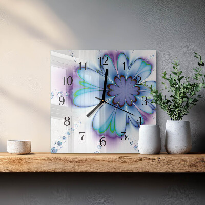 Quadratische wanduhr modern Blume