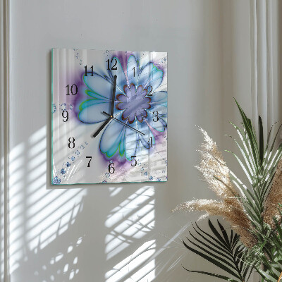 Quadratische wanduhr modern Blume