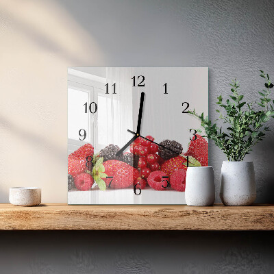 Quadratische wanduhr modern Obst