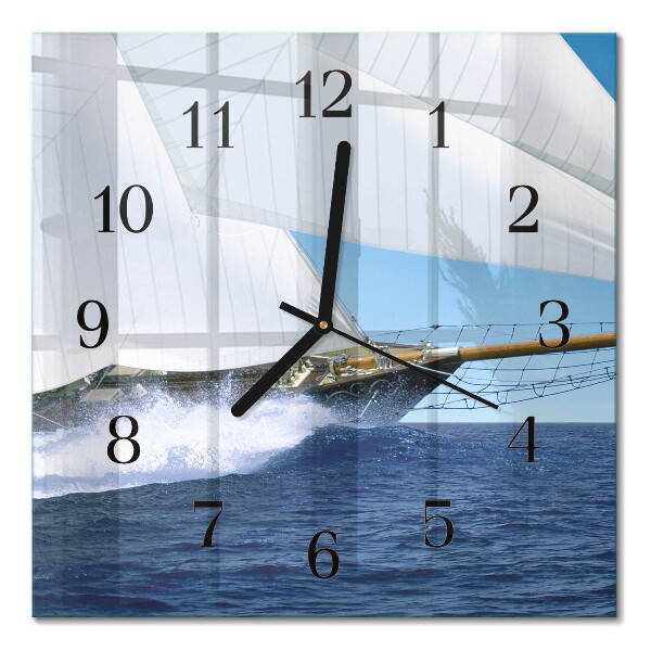 Quadratische wanduhr Segelboot