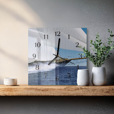 Quadratische wanduhr Segelboot