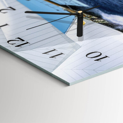Quadratische wanduhr Segelboot