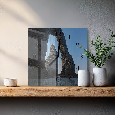 Moderne wanduhr quadratisch Stein