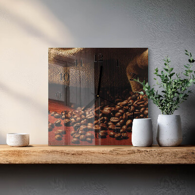Quadratische wanduhr modern Kaffeebohnen