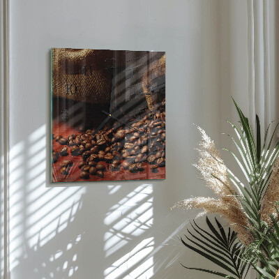 Quadratische wanduhr modern Kaffeebohnen