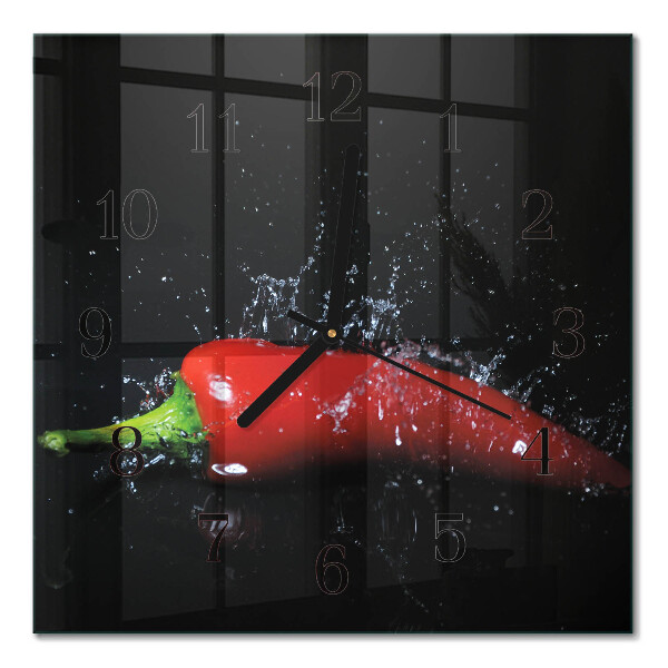 Quadratische wanduhr modern Chilischoten