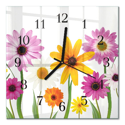 Quadratische wanduhr Blumen