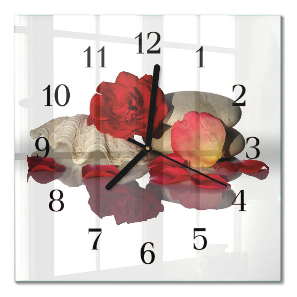 Quadratische wanduhr Schale mit Rosen