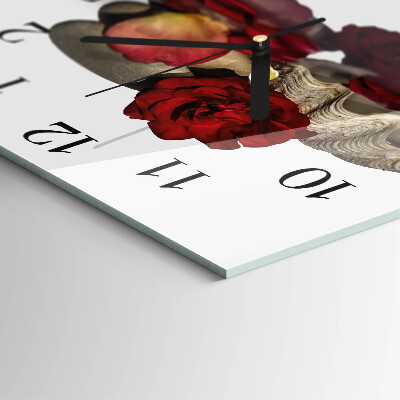 Quadratische wanduhr Schale mit Rosen