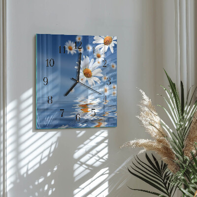 Glasuhr quadratisch Blume