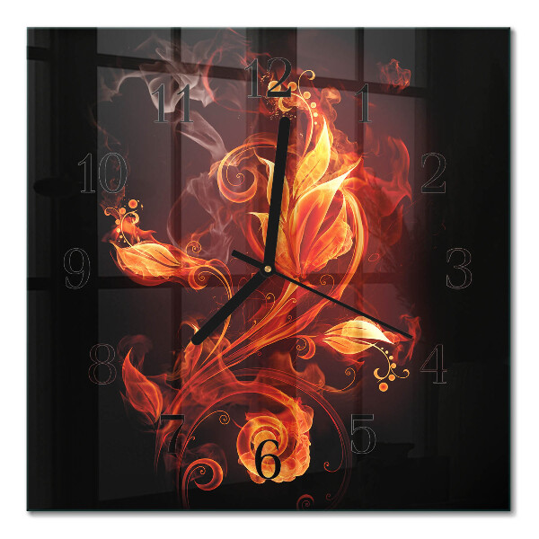 Moderne wanduhr quadratisch Feuerblume