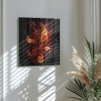 Moderne wanduhr quadratisch Feuerblume