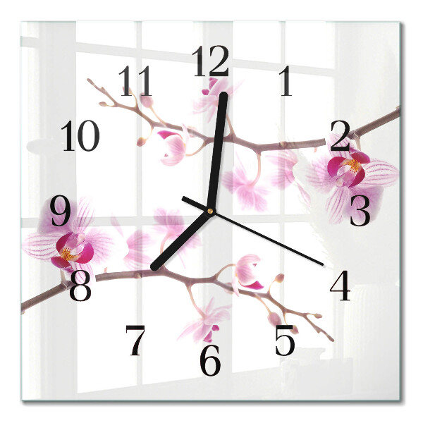Quadratische wanduhr modern Orchidee