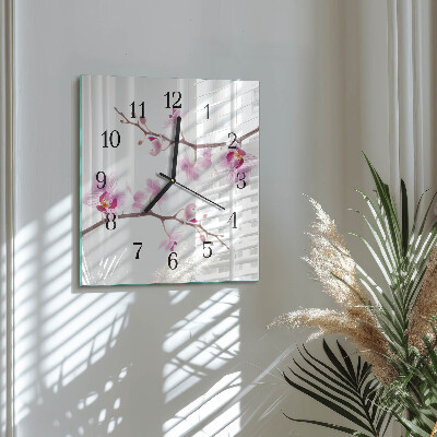Quadratische wanduhr modern Orchidee