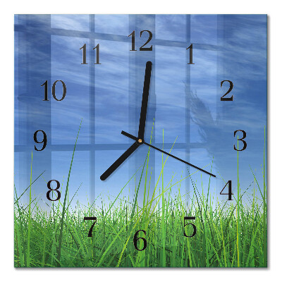 Quadratische wanduhr modern Gras