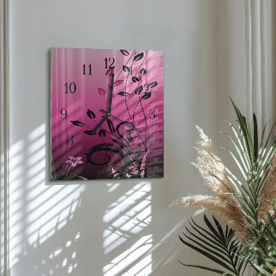 Quadratische wanduhr modern Floristische Kunst