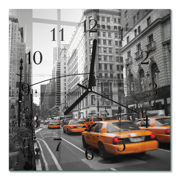 Quadratische wanduhr modern New Yorker Taxi