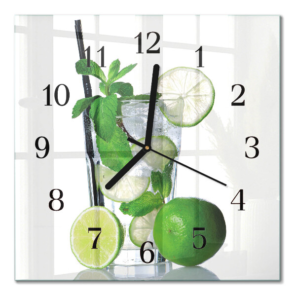 Quadratische wanduhr Limette und Minze